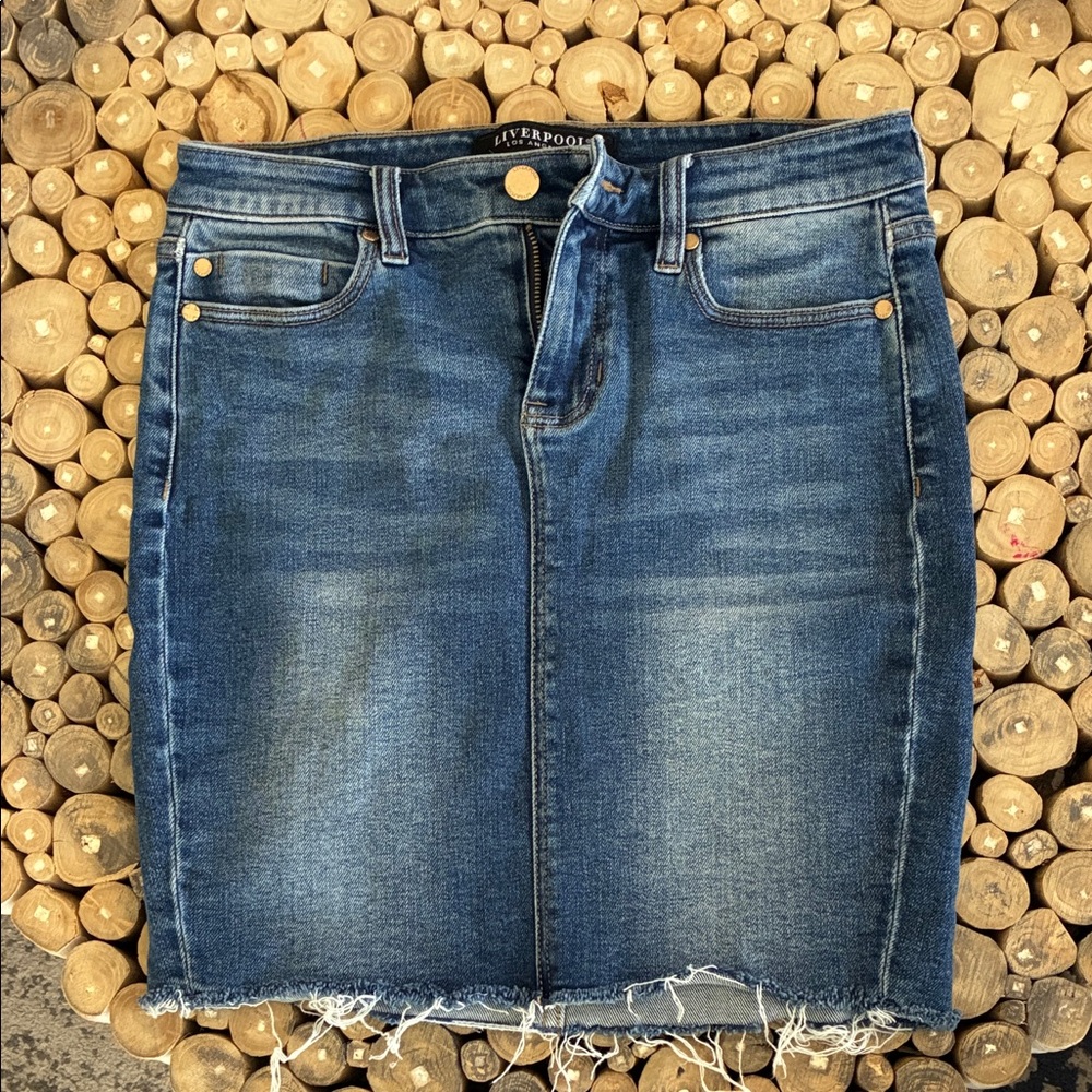 Liverpool Dark Blue Denim Pencil Skirt